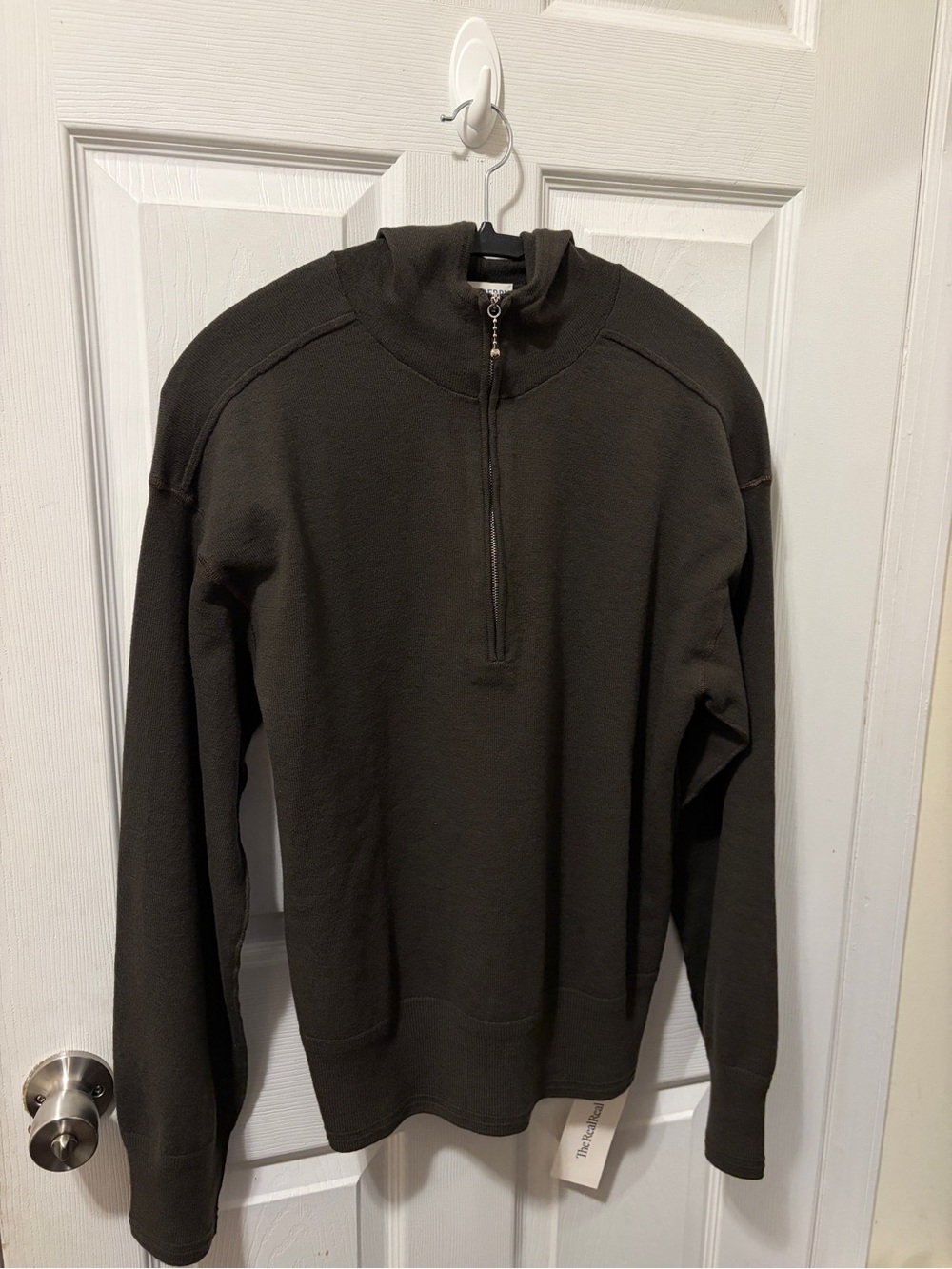 Burberry Wool Half Zip Hoodie - Men’s Large Brown
